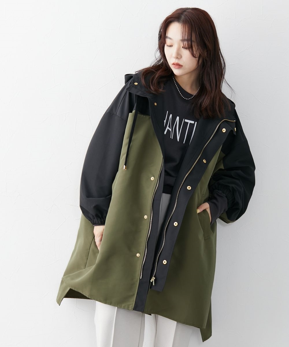 多ポケット配色使いはっ水マウンテンパーカーコート（ハンズフリー
