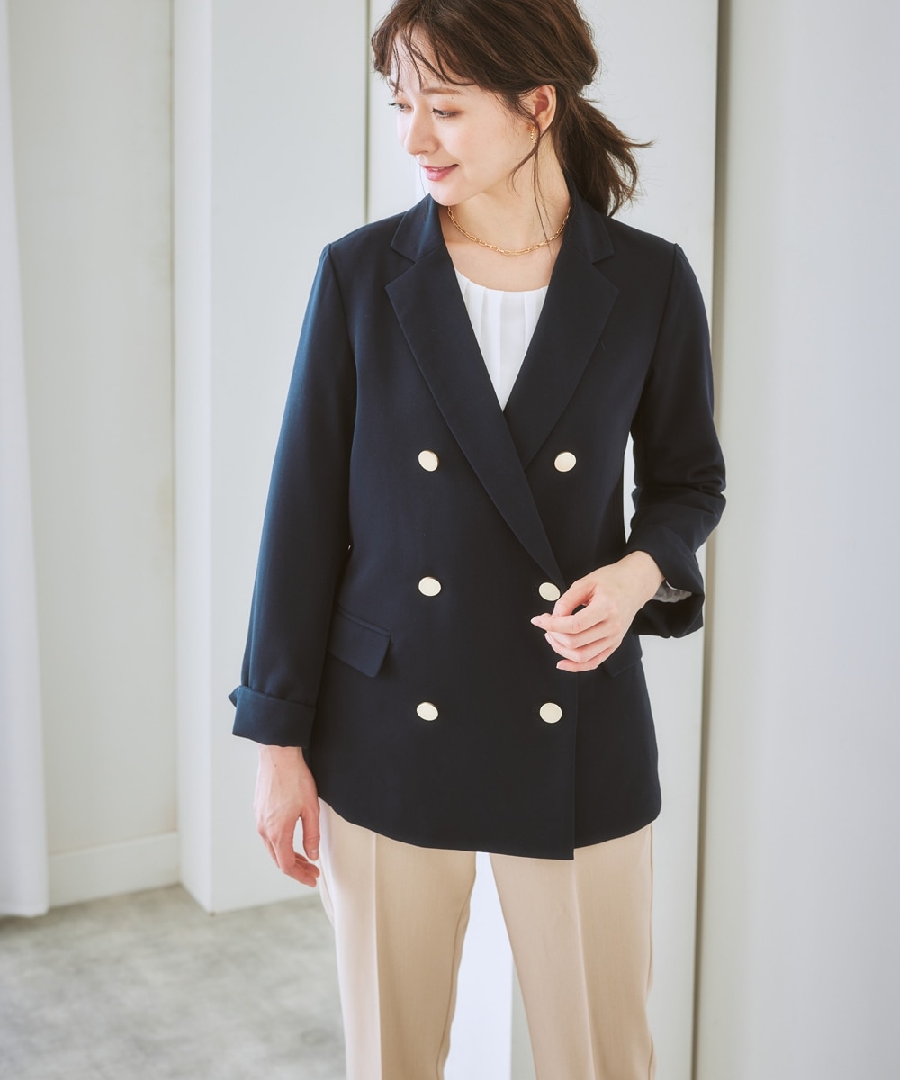 洗える金ボタンダブルブレストジャケット 通販【ニッセン】