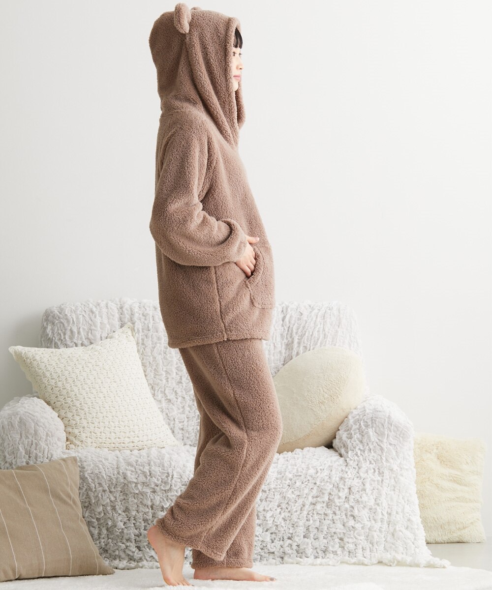 ふわぬくマイクロファー耳付きルームウェア上下セット 通販【ニッセン】