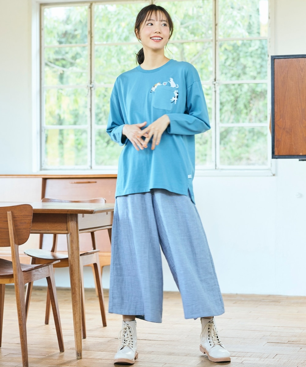 綿100％やわらかダブルガーゼガウチョパンツ＜大きいサイズ有