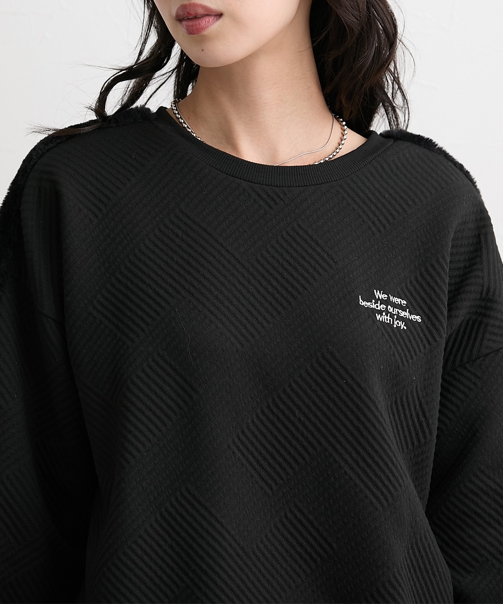 袖ファー切替胸ロゴ刺しゅう入キルトトップス＜大きいサイズ有＞ 通販