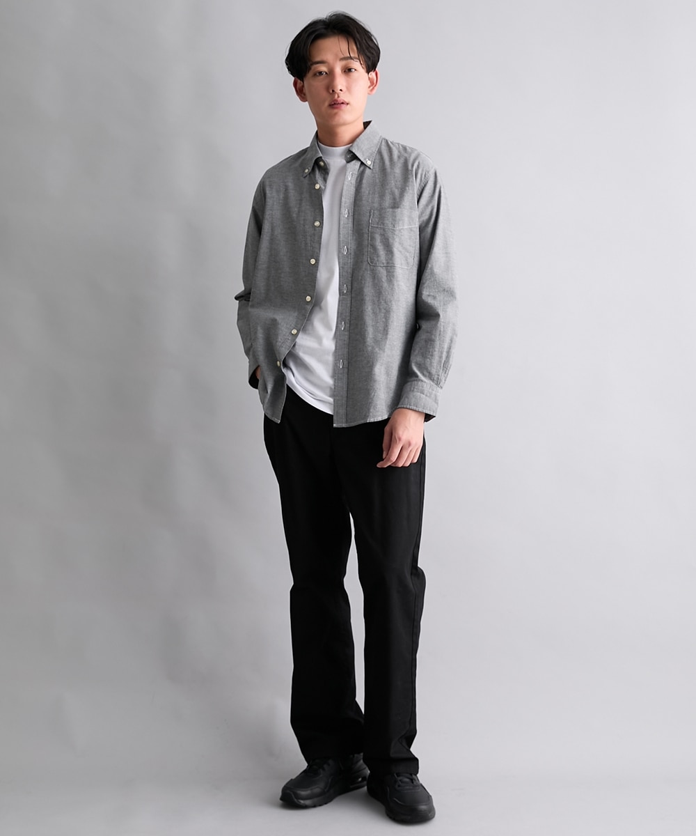 綿100％オックス無地長袖ボタンダウンシャツ/CANTERBURY WOOD