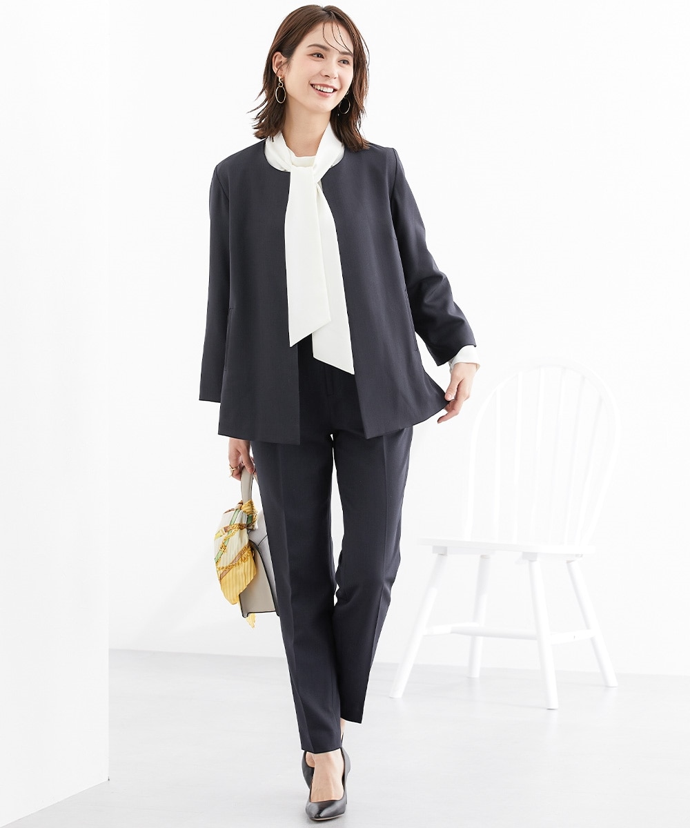 レディーススーツ】ドビー素材セットアップパンツスーツ3点セット