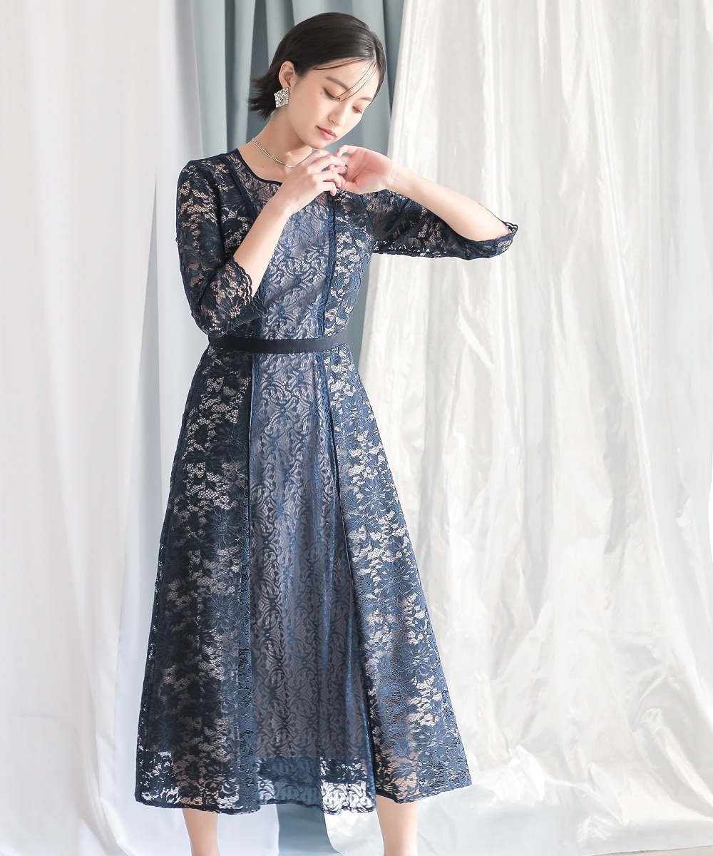 結婚式・パーティー・オケージョンドレス】パネルレース切替デザイン