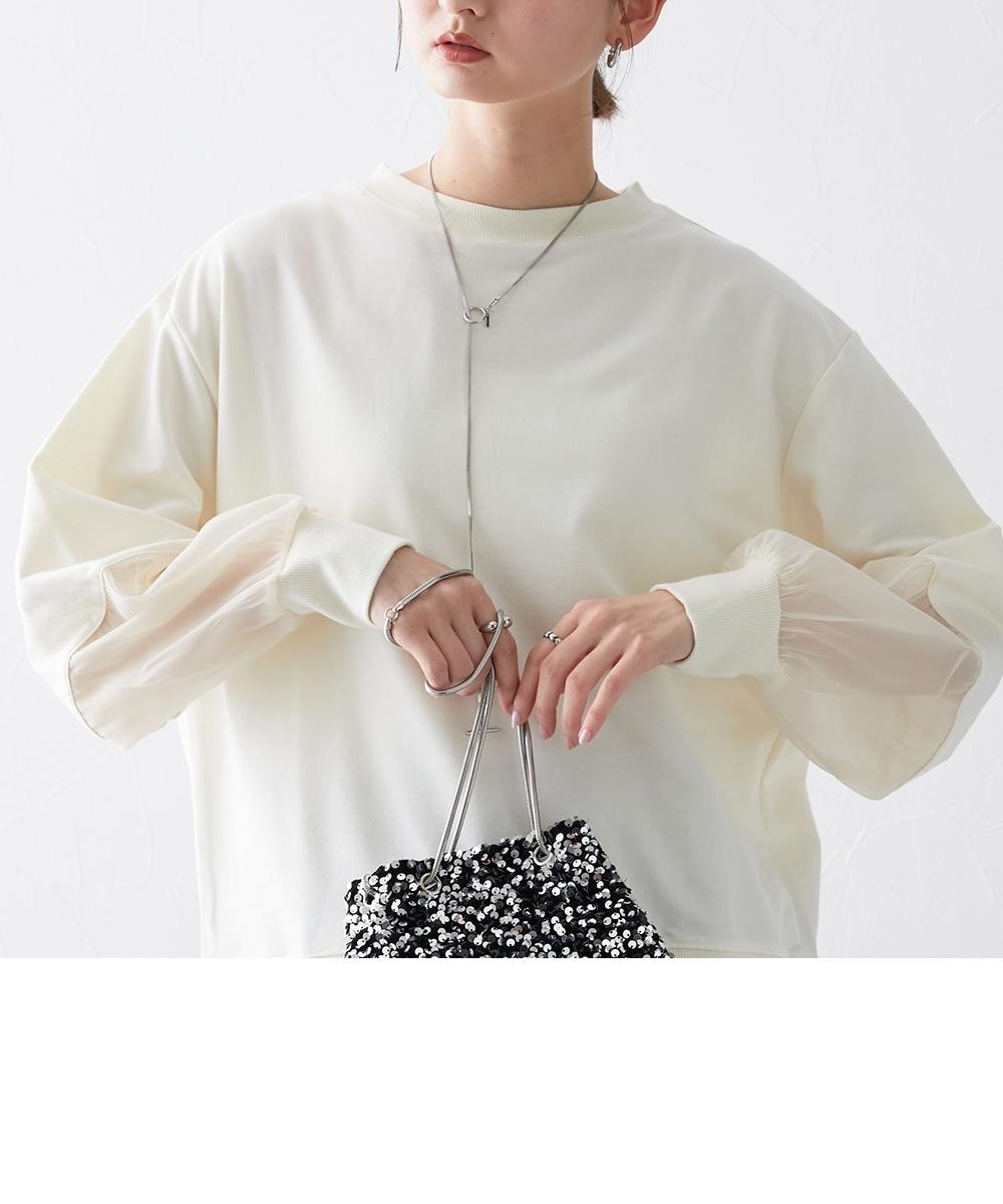 袖シアー切替裏毛プルオーバー 通販【ニッセン】