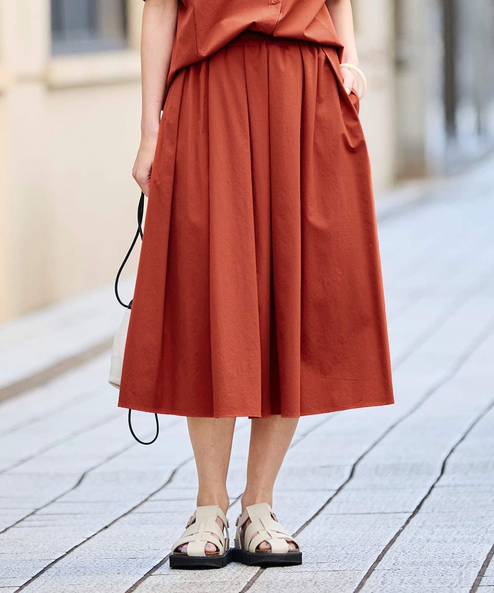 大きいサイズ 雨や家事の水はねに安心！ギャザースカート（ゆったり