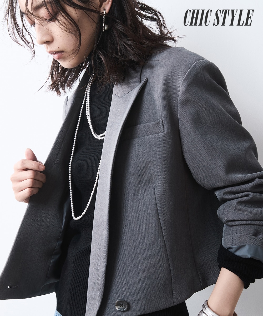 クロップドテーラードジャケット＜大きいサイズ有＞シックスタイル