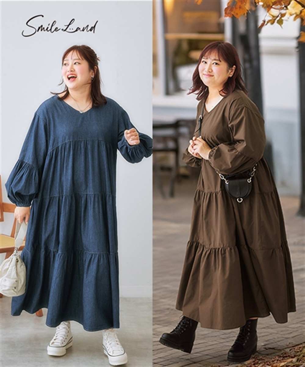 大きいサイズ＞ ゆるシルエットティアードデザインワンピース 通販