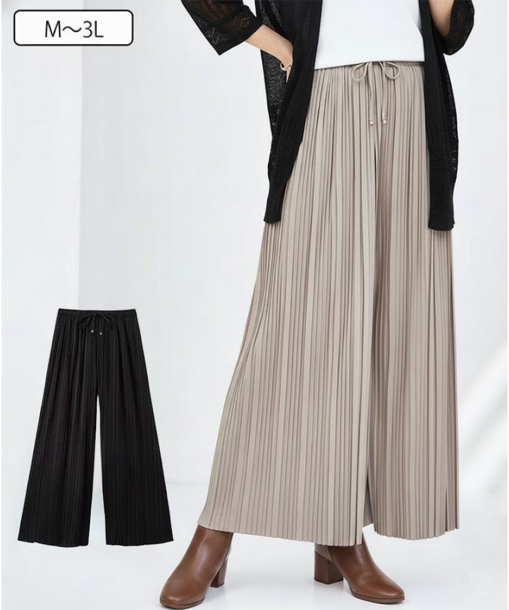 好みの長さにカットできるプリーツパンツ 通販【ニッセン】