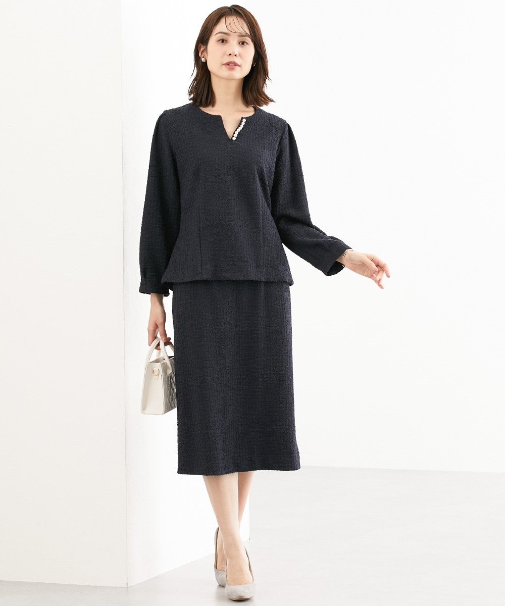 レディーススーツ】カットソーツィード調素材ブラウススーツ