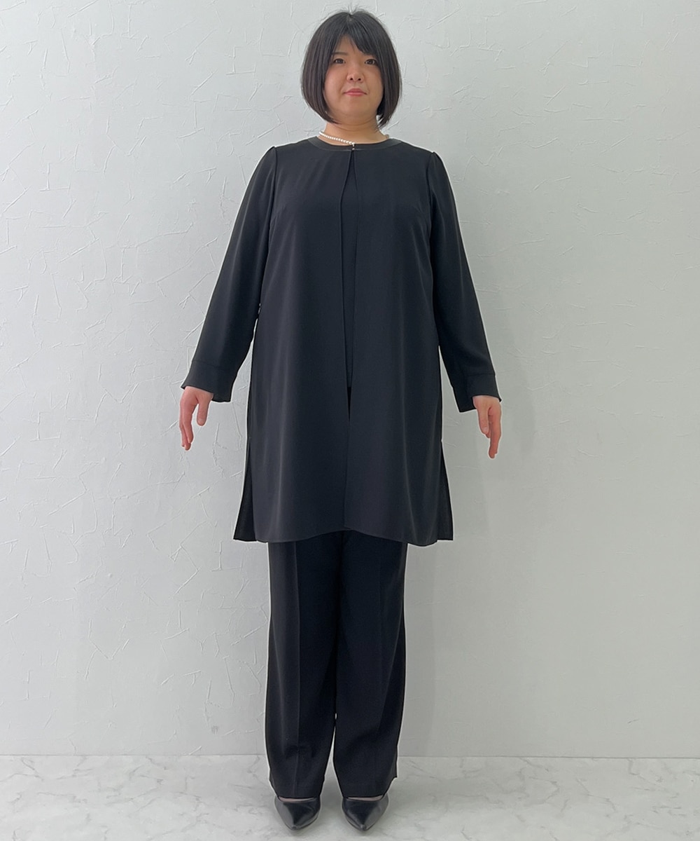 高身長 【喪服・礼服】 洗えるロング重ね着風ブラウススーツ（ブラウス
