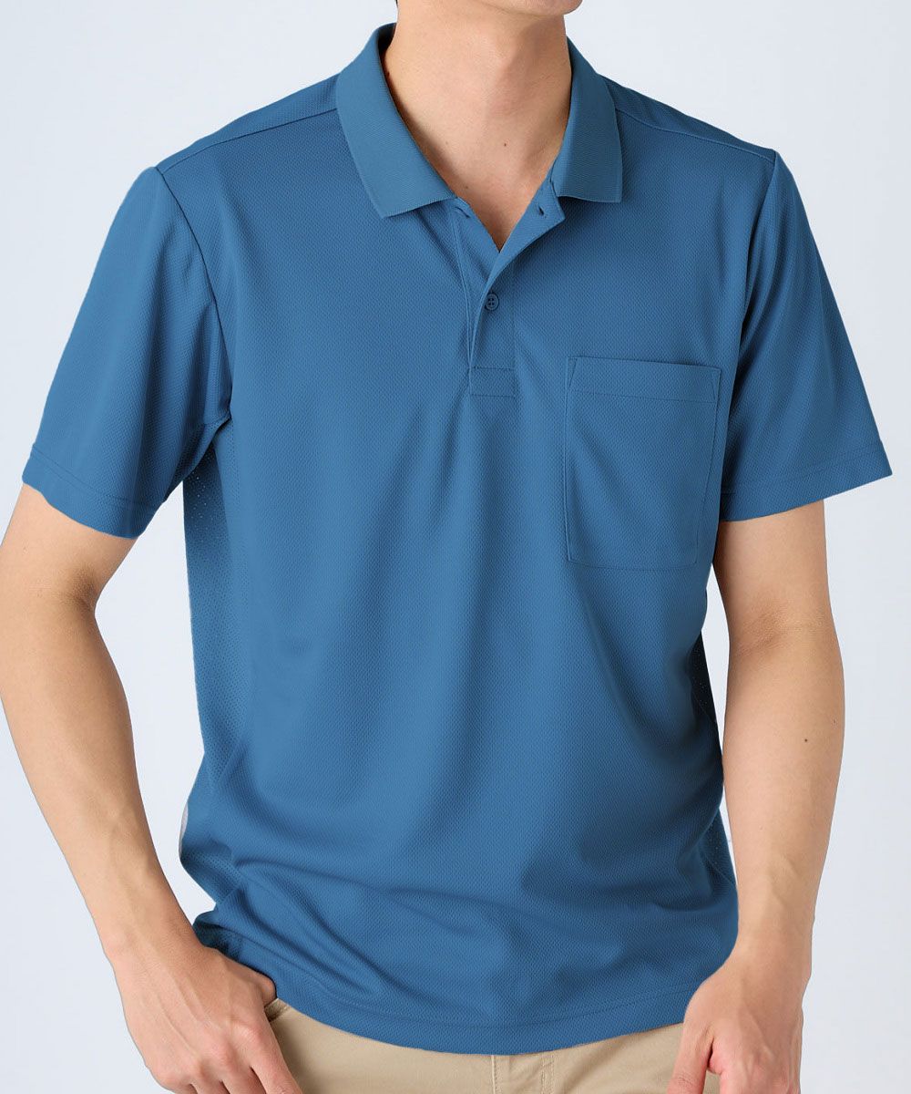 メッシュ半袖ポロシャツ【大きいサイズ有】 【細見え設計】 吸汗速乾