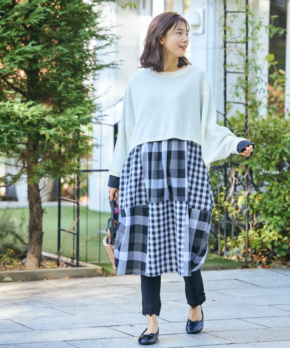 大きいサイズ 綿混モチーフレースデザインレギンス 通販【ニッセン】