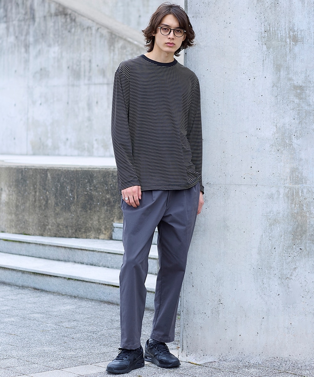 ストレッチツータックワイドテーパードチノパンツ 通販【ニッセン】