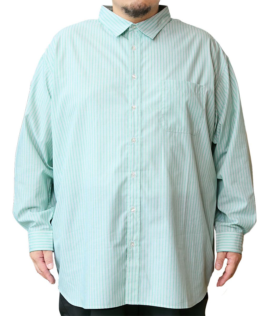 形態安定加工・オーバーサイズストライプシャツ【大きいサイズ】 通販