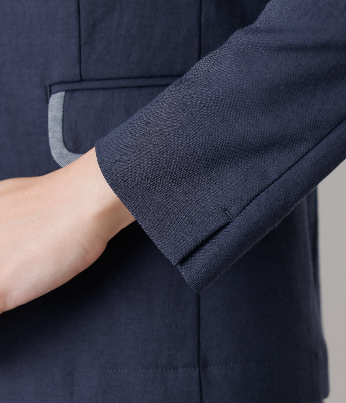 ウォッシャブル】ナチュラルクロス 2釦パイピングテーラードジャケット