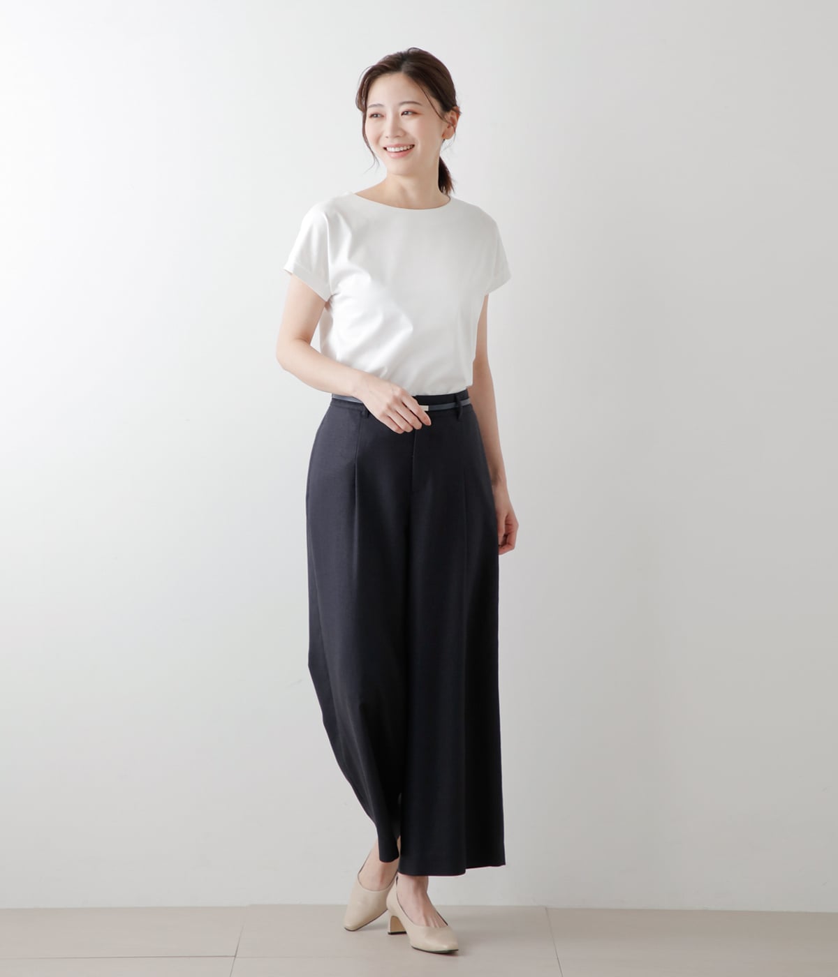 リネンライククロス タックガウチョパンツ(51332150-2024