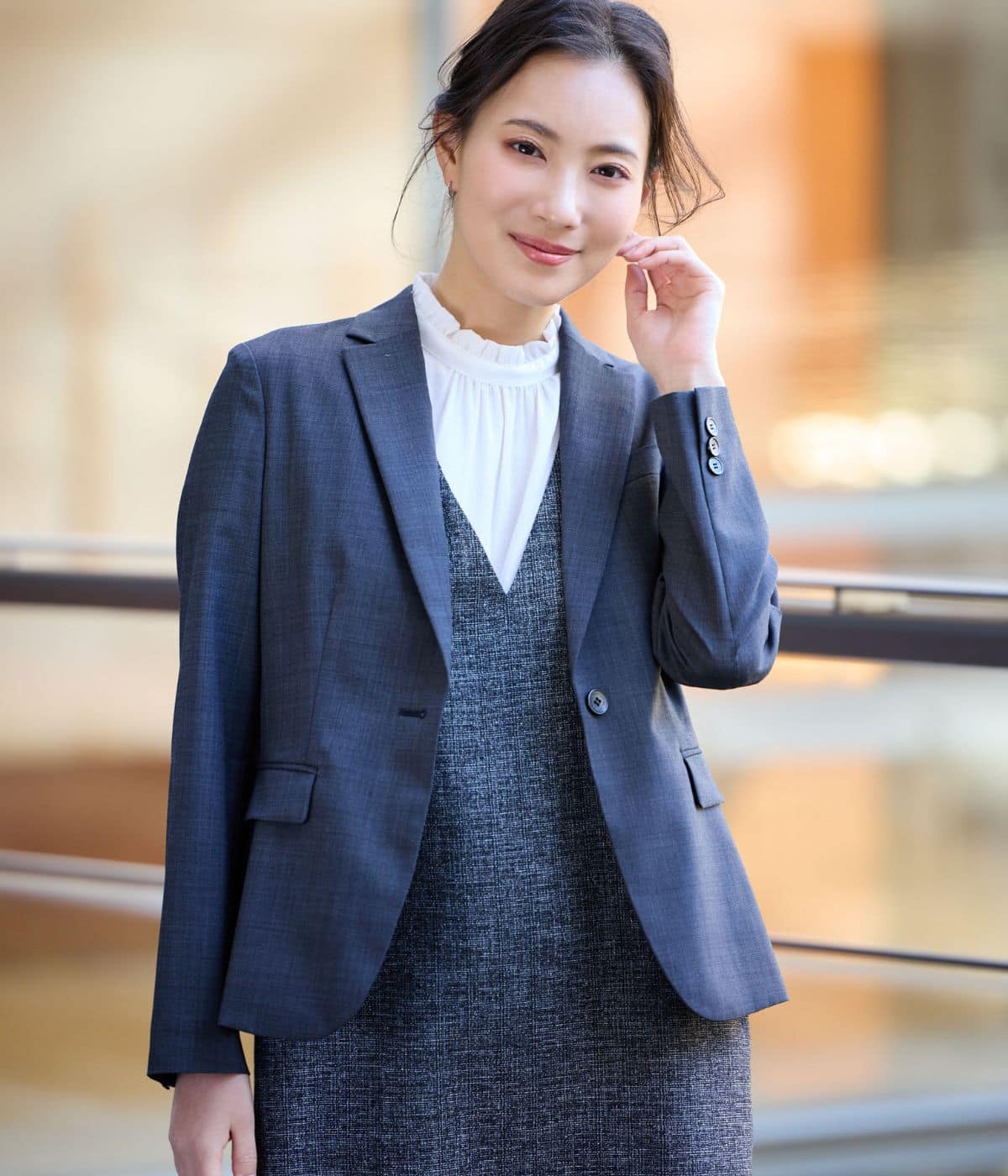 L】ウールシルクピンヘッド ノッチドラペル2釦ジャケット(84016911