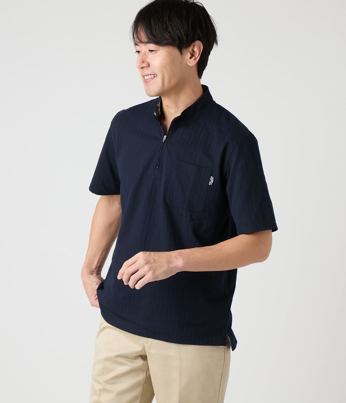 吸水速乾】COOL COMFORT サッカーストライプ ハーフジップ スタンド