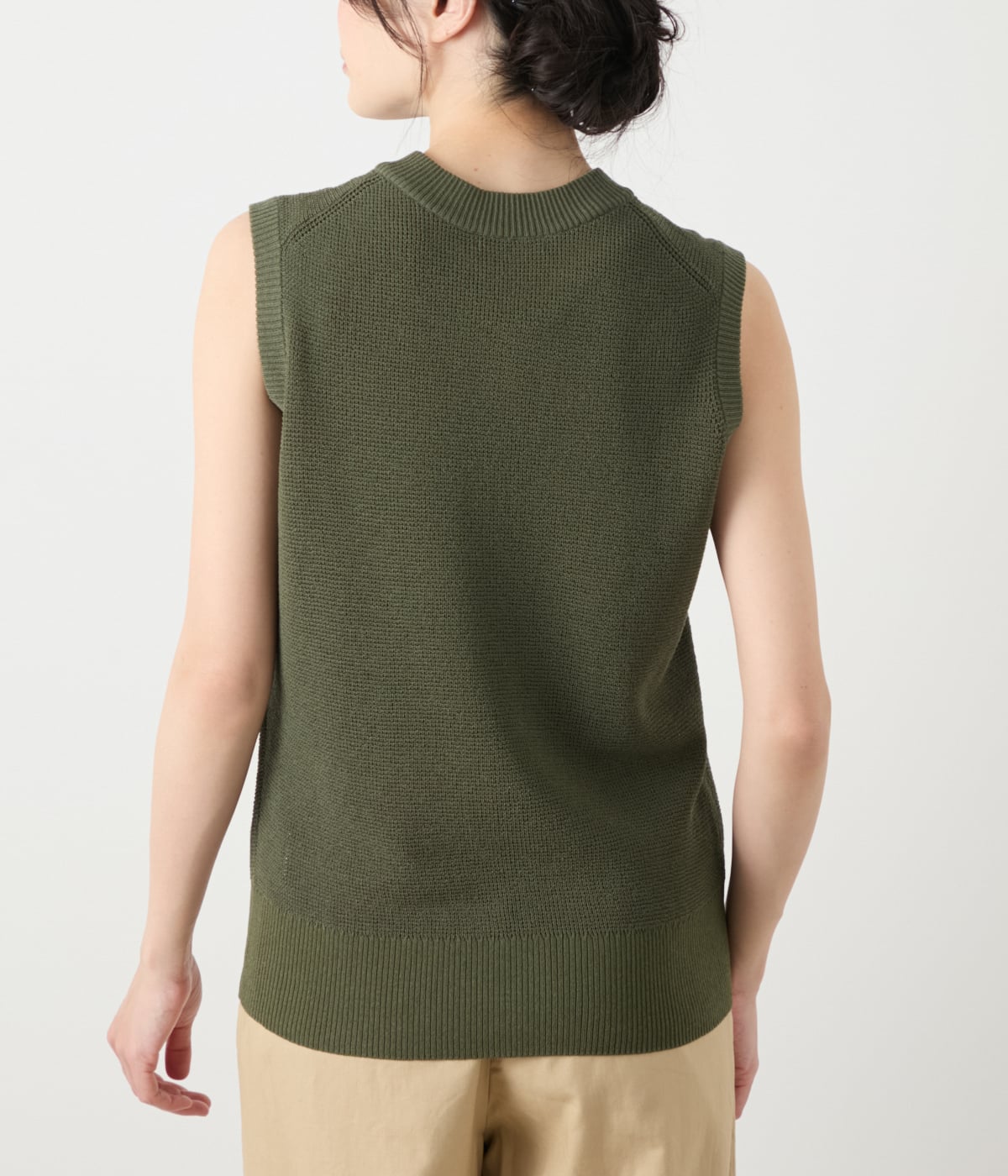 リネンライクワッフル Vネックノースリーブプルオーバー(51725660-2025