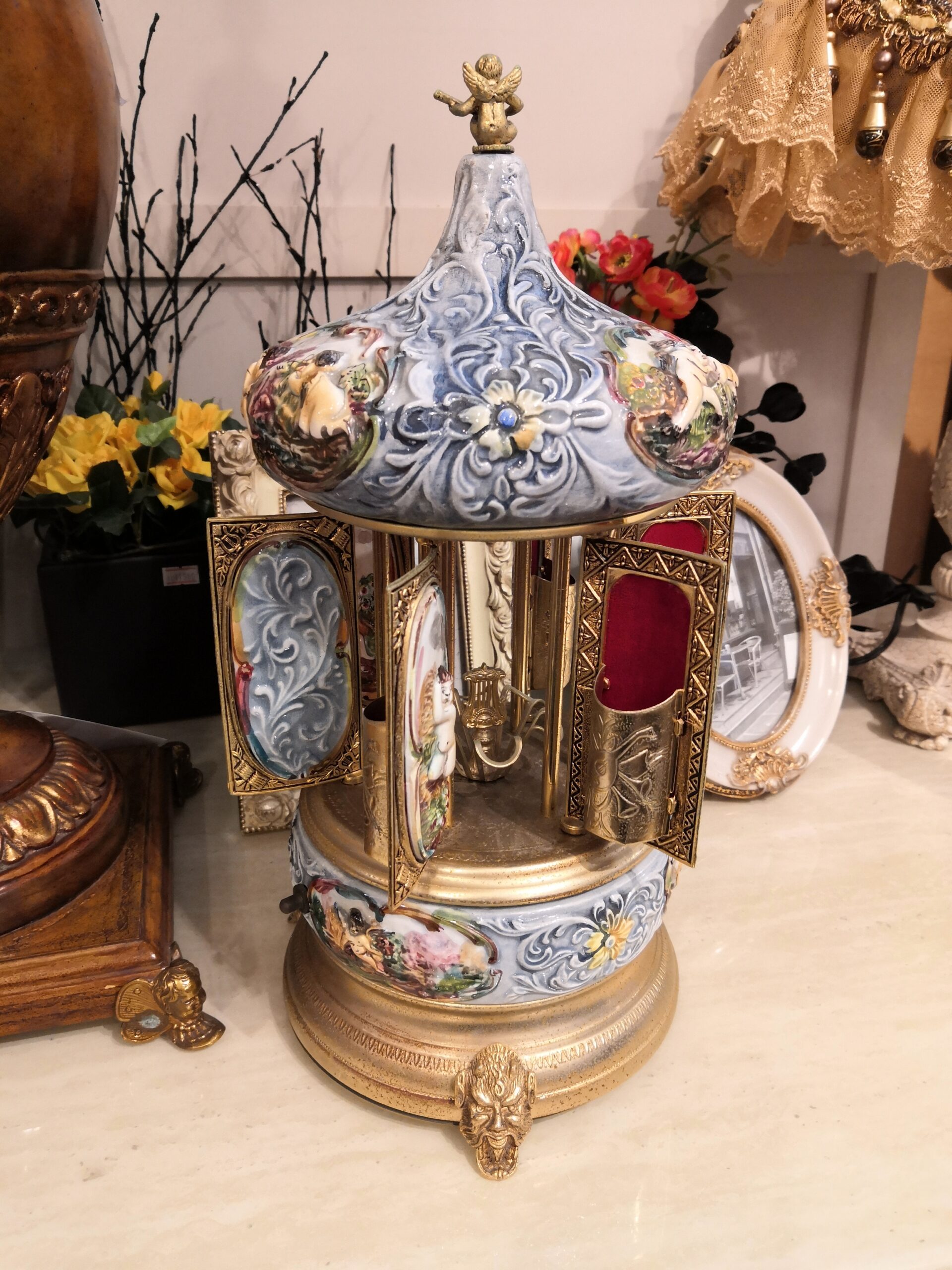 中古品】 REUGE リュージュ イタリア アンティーク 葉巻入れ ロココ