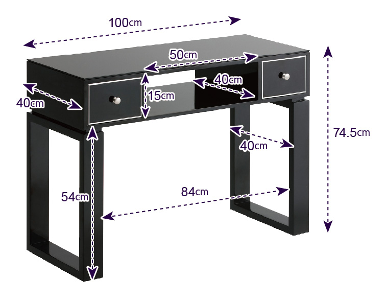 FV-5718 ネイルテーブル(Carre キャレ)ブラック / プロ専用エステ・理