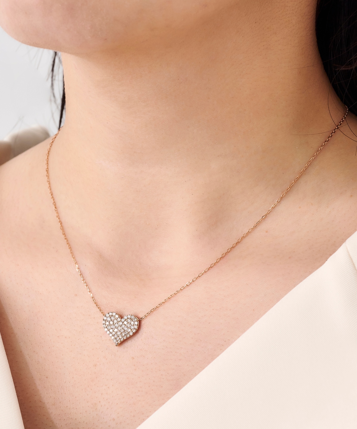 K18 SPG パーフェクトハートネックレス（大）(42cm K18 ピンクA