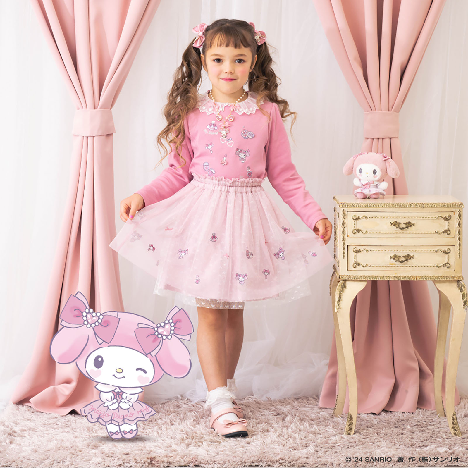 キッズブランド「mezzo piano」とマイメロディのコラボアイテムが登場