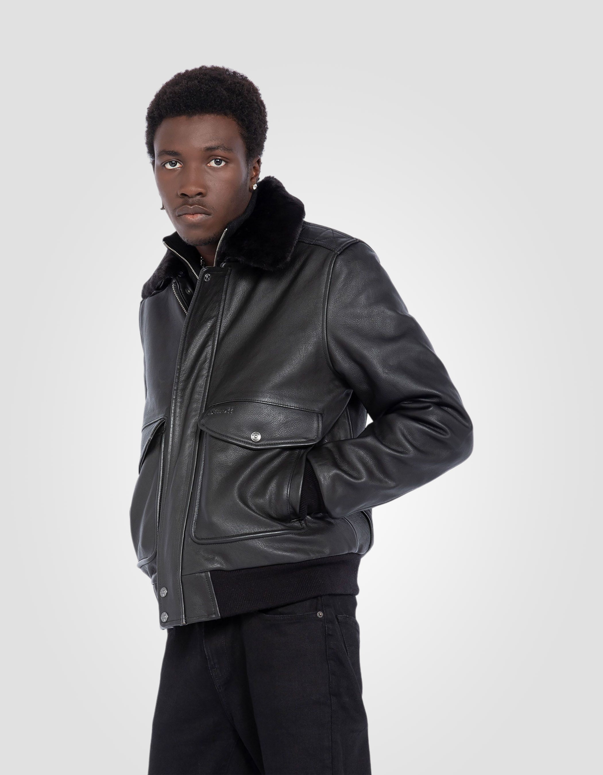 Type A -2 Vintage black pilot jacket, cowhide leather - LC5331X