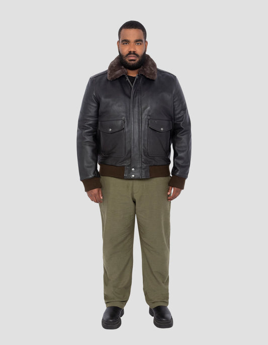 Dark brown pilot jacket, cowhide, large size - LC930DGT | Schott NYC®