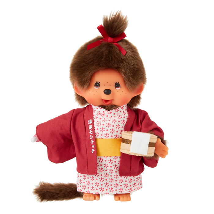 温泉モンチッチ 女の子 Sサイズ/ フラットキーチェーン | ぬいぐるみの