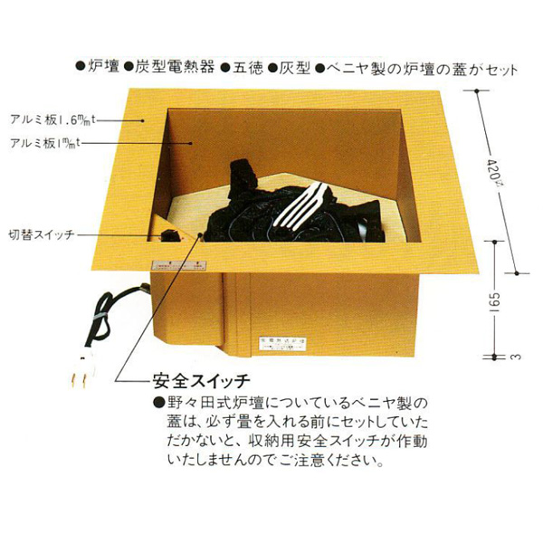 茶道具 L801 コードが見えない 電熱式 炉壇