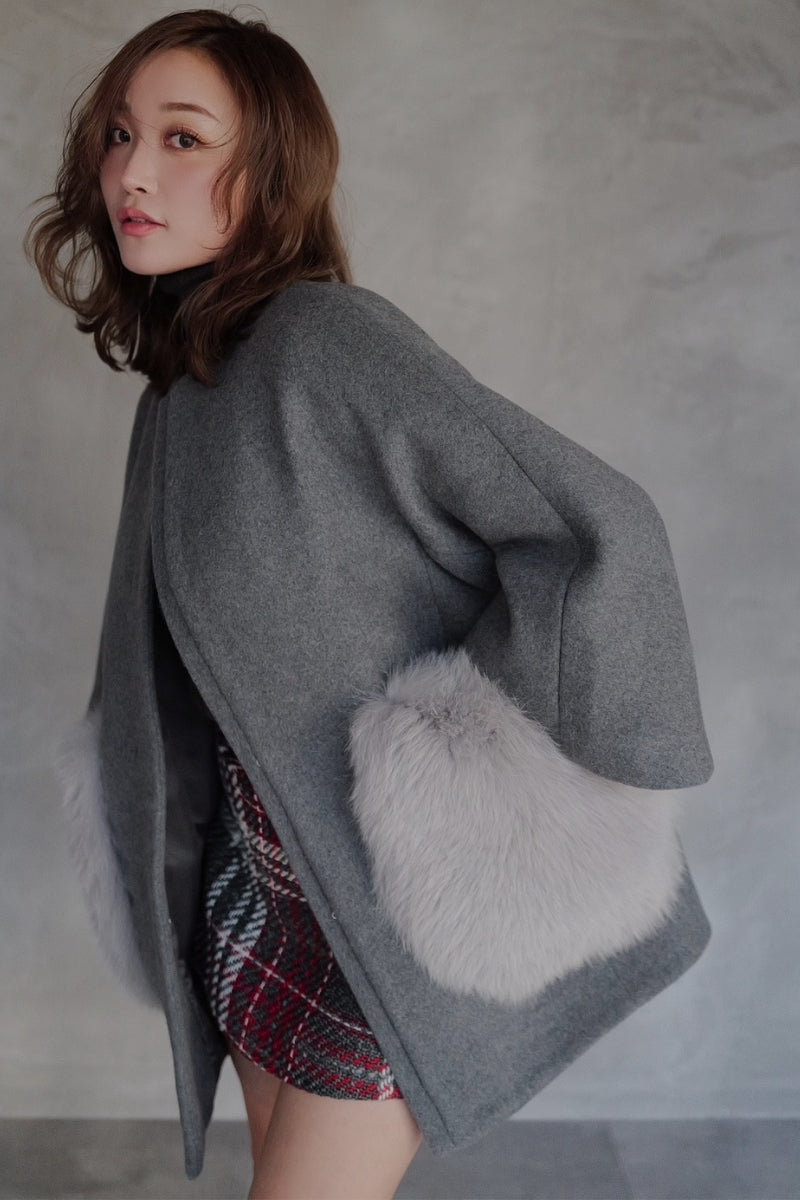 pocket fur cocoon coat – shéller / シェリエ