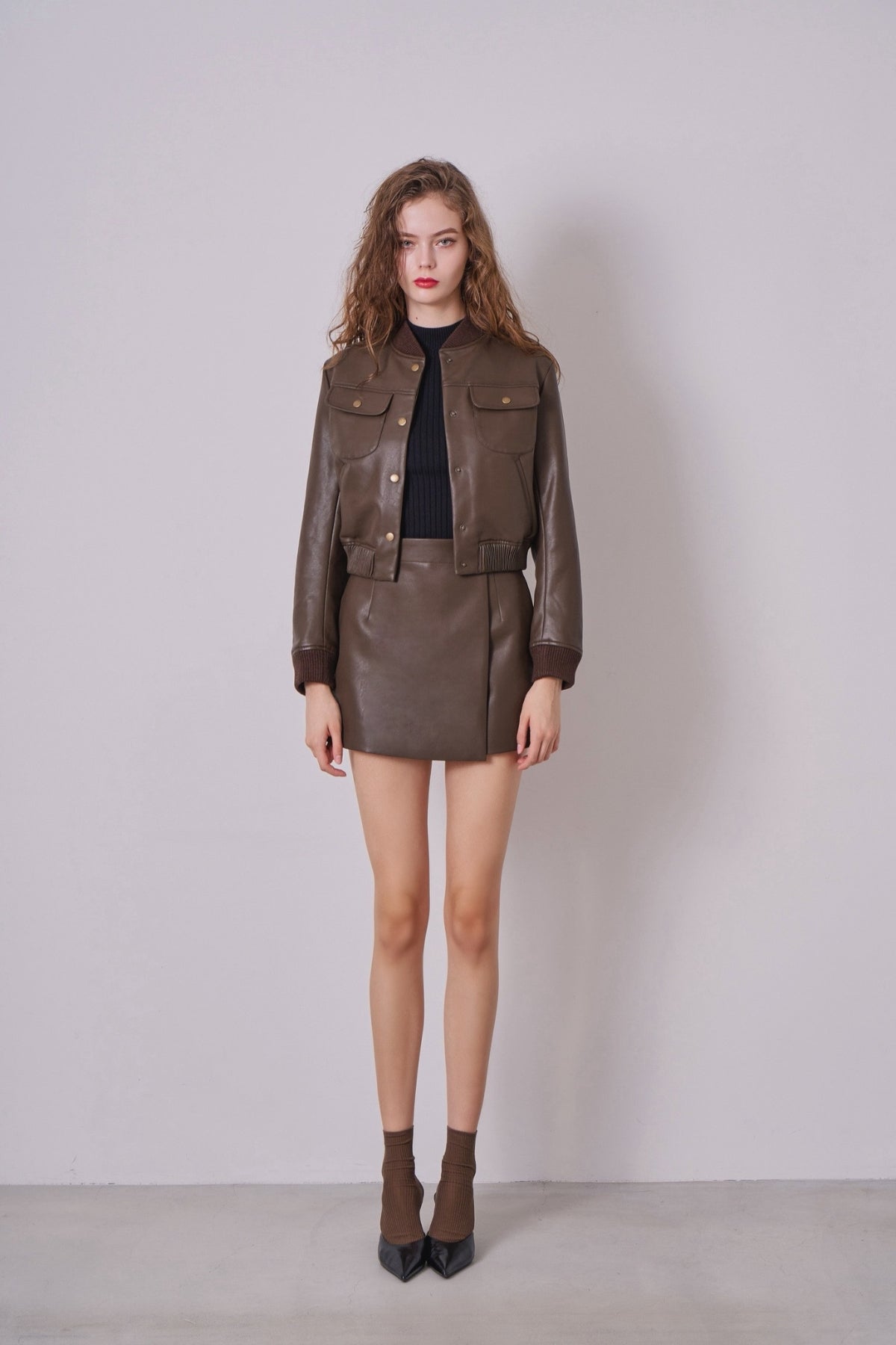 leather like bomber jacket – shéller / シェリエ