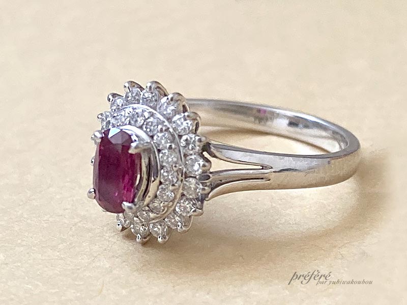母の婚約指輪（ルビーの指輪）から6個のジュエリーになったリフォーム