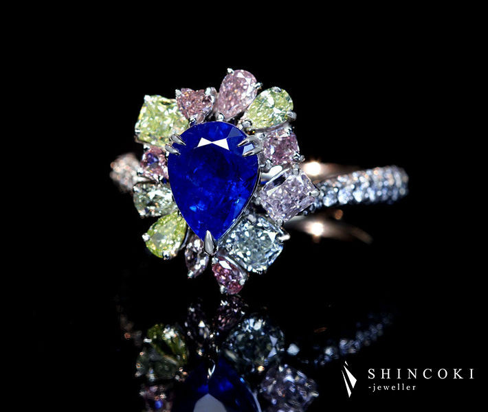 HANDMADE】PT950 アウイナイト 1.04ct リング 天然ピンク/グリーン