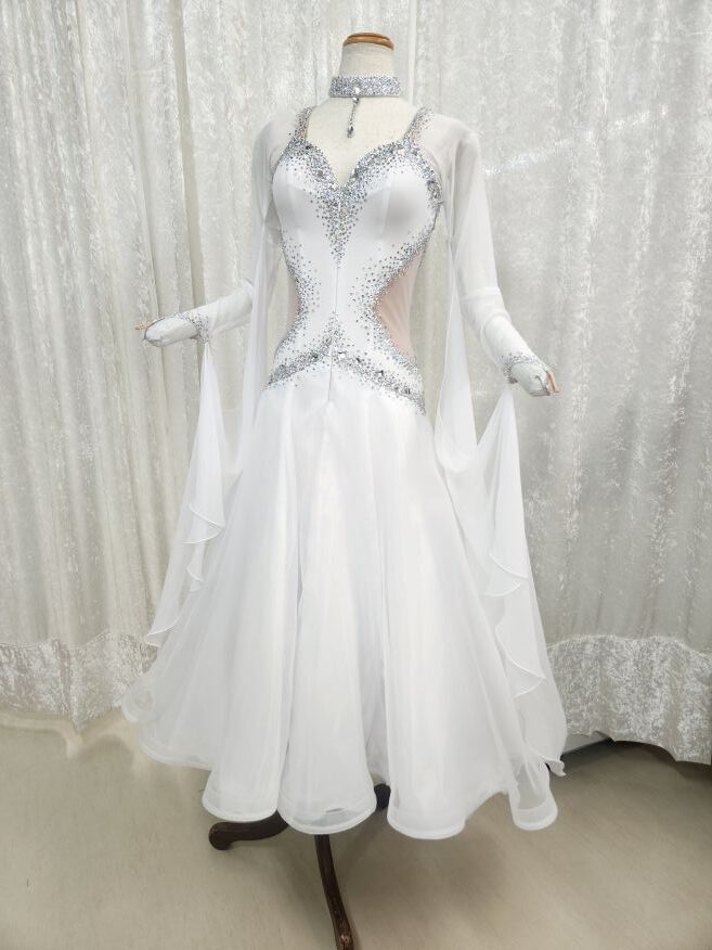 試着・レンタル・購入】着脱が楽な白のスタンダードドレス516-ML