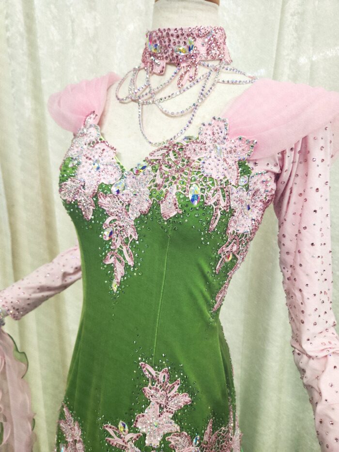 試着・レンタル・購入】社交ダンスドレス グリーン MLサイズ