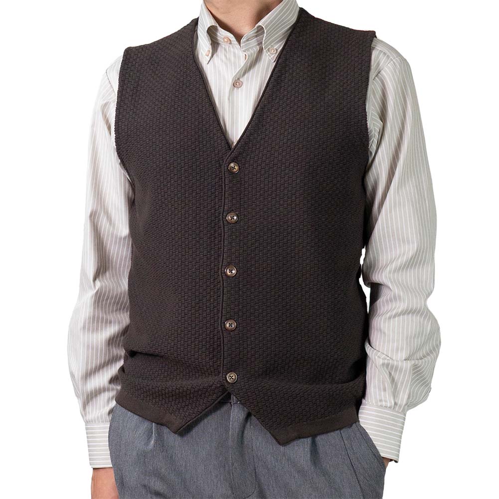 ニット ジレ ベスト ブラウン カジュアル ビジカジ（ラッピング不可