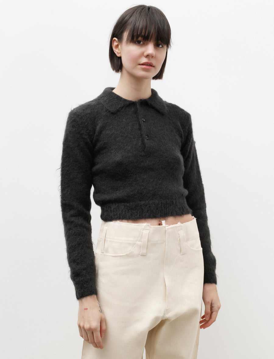 BRUSHED SUPER KID MOHAIR KNIT SHORT POLO