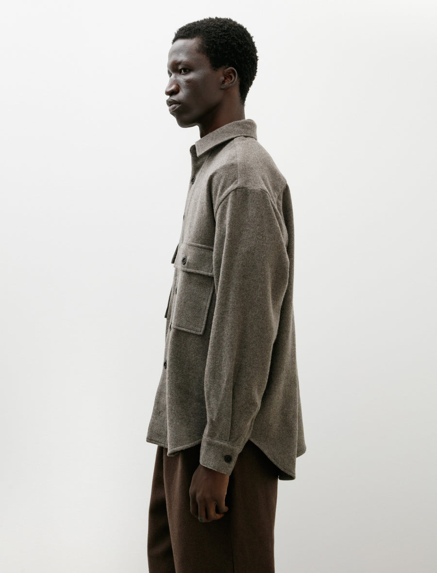 Evan Kinori Big Shirt Brushed Wool Cashmere Mid Grey – Neighbour