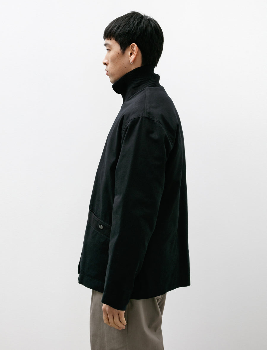 Margaret Howell MHL Knit Rib Jacket Soft Cotton Drill Dark Ink