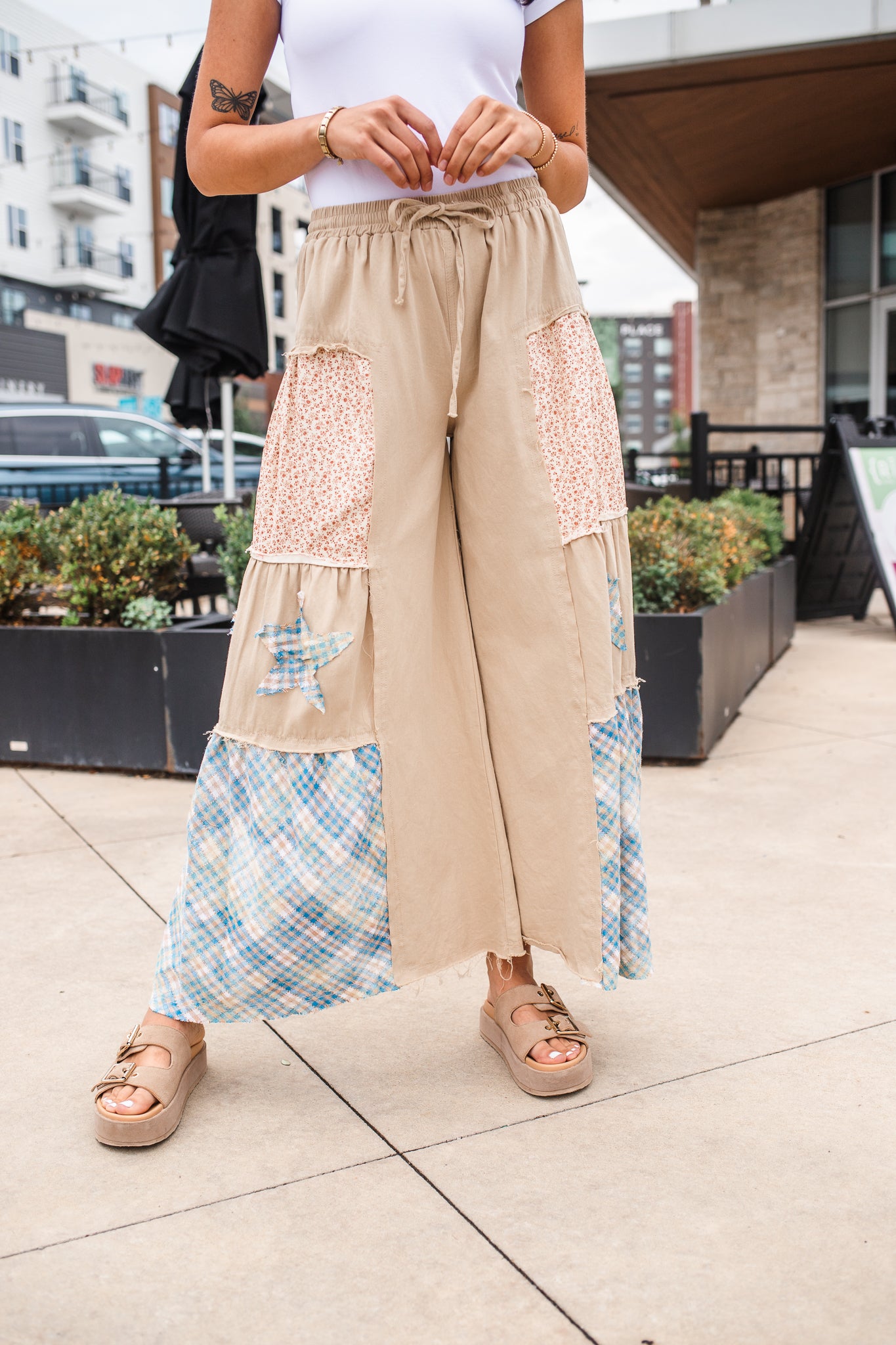 Plaid Star Patch Pants