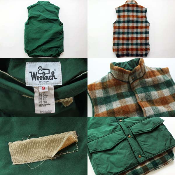70s Woolrichウールリッチ リバーシブル ベスト 緑 S - Sixpacjoe Web Shop
