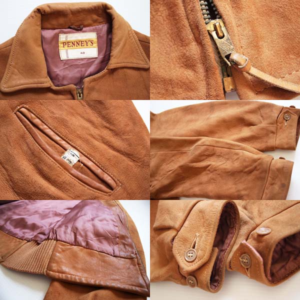 50's PENNEY'S スエード レザージャケット 茶 40 - Sixpacjoe Web Shop