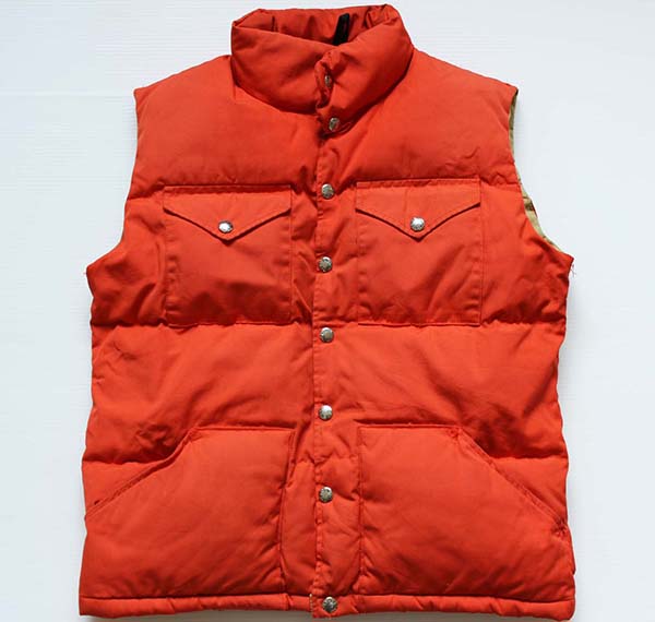 70s THE NORTH FACEノースフェイス 茶タグ ダウンベスト オレンジ