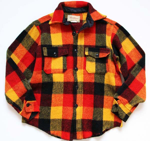 70s melton チェック ウール シャツジャケット M - Sixpacjoe Web Shop