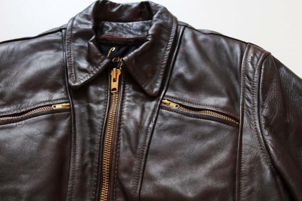 70s Lesco LEATHERS ライナー付き ライダース レザージャケット 茶 42
