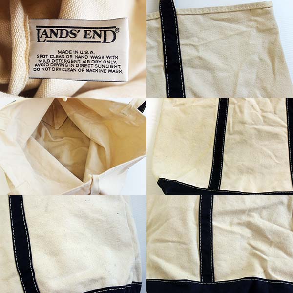 90s USA製 LANDS'ENDランズエンド キャンバス トートバッグ 紺