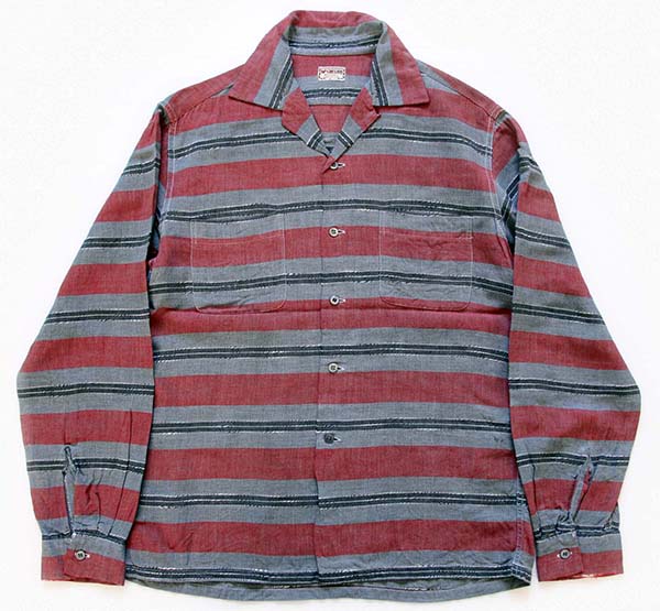 50s USA製 McGREGORマクレガー ボーダー 織り柄 レーヨン オープン